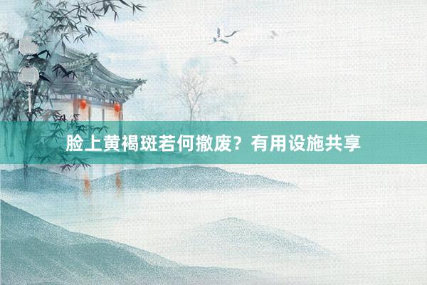 脸上黄褐斑若何撤废？有用设施共享